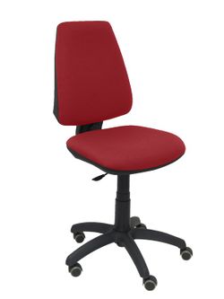 Modelo Elche CP - Silla de oficina ergonómica con mecanismo permanente, regulable en altura y ruedas de parqué - Asiento y respaldo tapizados en tejido BALI color granate