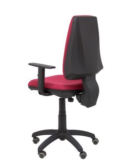 Modelo Elche CP - Silla de oficina ergonómica con mecanismo permanente, regulable en altura y ruedas de parqué - Asiento y respaldo tapizados en tejido BALI color granate (BRAZOS REGULABLES EN ALTURA)