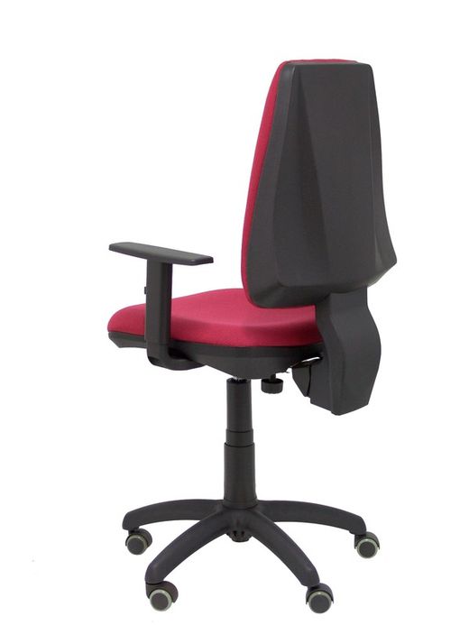 Modelo Elche CP - Silla de oficina ergonómica con mecanismo permanente, regulable en altura y ruedas de parqué - Asiento y respaldo tapizados en tejido BALI color granate (BRAZOS REGULABLES EN ALTURA)