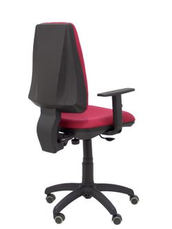 Modelo Elche CP - Silla de oficina ergonómica con mecanismo permanente, regulable en altura y ruedas de parqué - Asiento y respaldo tapizados en tejido BALI color granate (BRAZOS REGULABLES EN ALTURA)