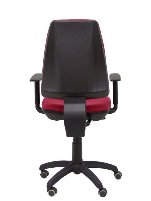 Modelo Elche CP - Silla de oficina ergonómica con mecanismo permanente, regulable en altura y ruedas de parqué - Asiento y respaldo tapizados en tejido BALI color granate (BRAZOS REGULABLES EN ALTURA)