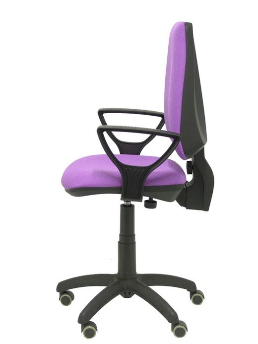 Modelo Elche CP - Silla de oficina ergonómica con mecanismo permanente, regulable en altura y ruedas de parqué - Asiento y respaldo tapizados en tejido BALI color lila (BRAZOS FIJOS INCLUIDOS)