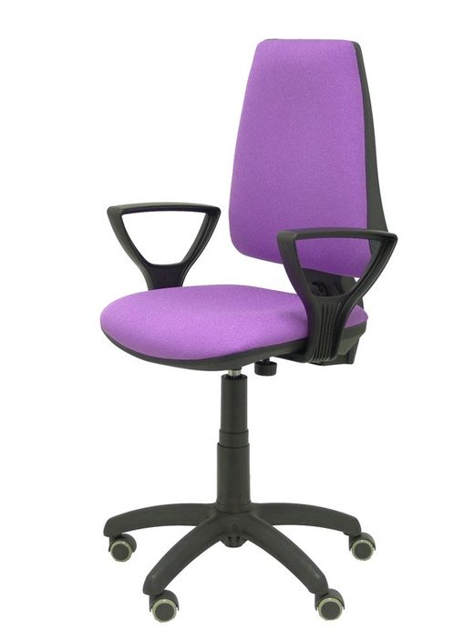 Modelo Elche CP - Silla de oficina ergonómica con mecanismo permanente, regulable en altura y ruedas de parqué - Asiento y respaldo tapizados en tejido BALI color lila (BRAZOS FIJOS INCLUIDOS)