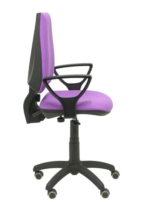 Modelo Elche CP - Silla de oficina ergonómica con mecanismo permanente, regulable en altura y ruedas de parqué - Asiento y respaldo tapizados en tejido BALI color lila (BRAZOS FIJOS INCLUIDOS)