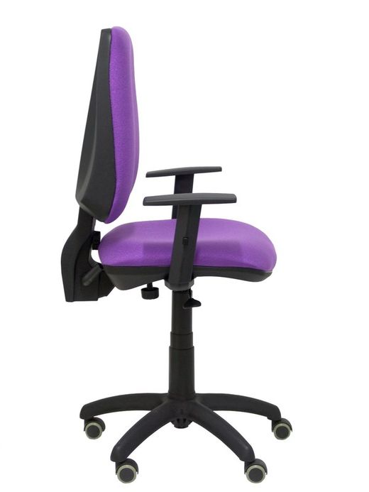 Modelo Elche CP - Silla de oficina ergonómica con mecanismo permanente, regulable en altura y ruedas de parqué - Asiento y respaldo tapizados en tejido BALI color lila (BRAZOS REGULABLES EN ALTURA)