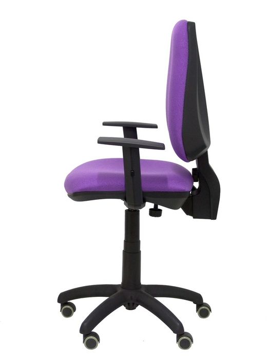 Modelo Elche CP - Silla de oficina ergonómica con mecanismo permanente, regulable en altura y ruedas de parqué - Asiento y respaldo tapizados en tejido BALI color lila (BRAZOS REGULABLES EN ALTURA)