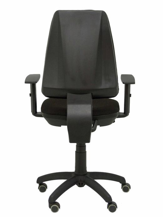 Modelo Elche CP - Silla de oficina ergonómica con mecanismo permanente, regulable en altura y ruedas de parqué - Asiento y respaldo tapizados en tejido BALI color negro (BRAZOS REGULABLES EN ALTURA)