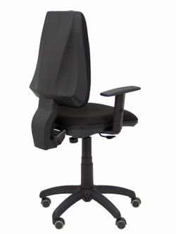Modelo Elche CP - Silla de oficina ergonómica con mecanismo permanente, regulable en altura y ruedas de parqué - Asiento y respaldo tapizados en tejido BALI color negro (BRAZOS REGULABLES EN ALTURA)