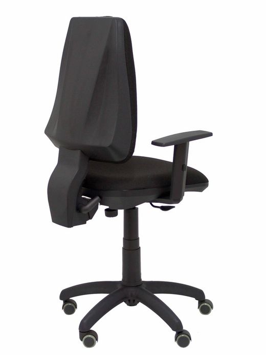 Modelo Elche CP - Silla de oficina ergonómica con mecanismo permanente, regulable en altura y ruedas de parqué - Asiento y respaldo tapizados en tejido BALI color negro (BRAZOS REGULABLES EN ALTURA)