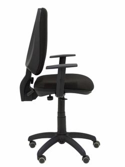 Modelo Elche CP - Silla de oficina ergonómica con mecanismo permanente, regulable en altura y ruedas de parqué - Asiento y respaldo tapizados en tejido BALI color negro (BRAZOS REGULABLES EN ALTURA)