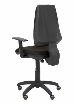 Modelo Elche CP - Silla de oficina ergonómica con mecanismo permanente, regulable en altura y ruedas de parqué - Asiento y respaldo tapizados en tejido BALI color negro (BRAZOS REGULABLES EN ALTURA)