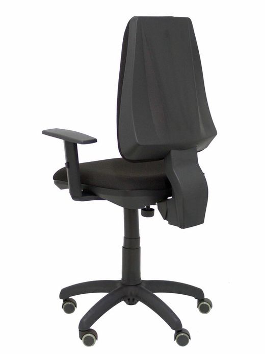 Modelo Elche CP - Silla de oficina ergonómica con mecanismo permanente, regulable en altura y ruedas de parqué - Asiento y respaldo tapizados en tejido BALI color negro (BRAZOS REGULABLES EN ALTURA)