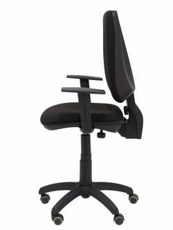Modelo Elche CP - Silla de oficina ergonómica con mecanismo permanente, regulable en altura y ruedas de parqué - Asiento y respaldo tapizados en tejido BALI color negro (BRAZOS REGULABLES EN ALTURA)