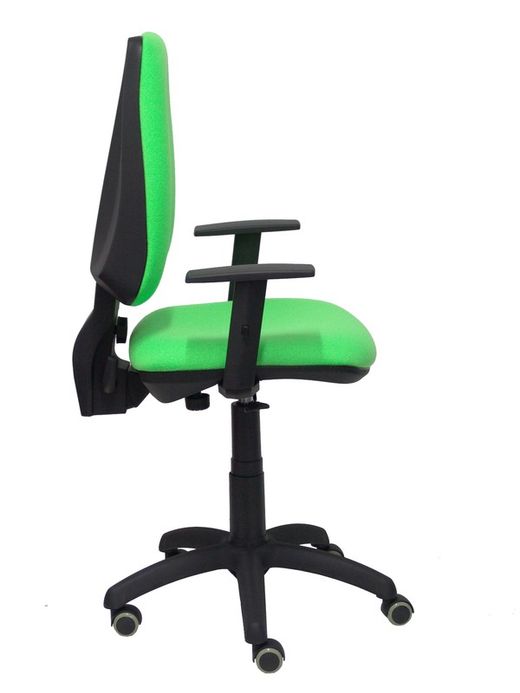 Modelo Elche CP - Silla de oficina ergonómica con mecanismo permanente, regulable en altura y ruedas de parqué - Asiento y respaldo tapizados en tejido BALI color pistacho (BRAZOS REGULABLES EN ALTURA)