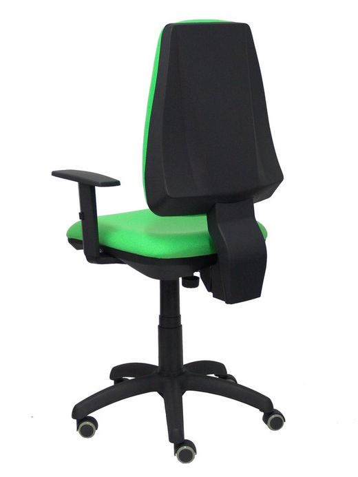 Modelo Elche CP - Silla de oficina ergonómica con mecanismo permanente, regulable en altura y ruedas de parqué - Asiento y respaldo tapizados en tejido BALI color pistacho (BRAZOS REGULABLES EN ALTURA)