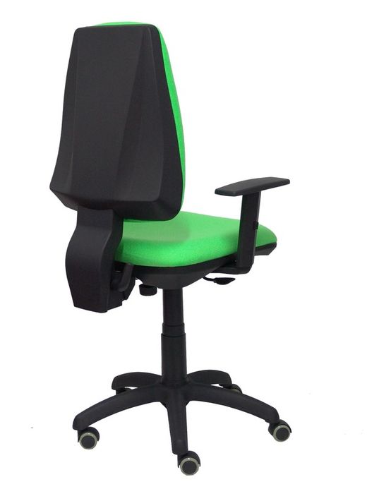 Modelo Elche CP - Silla de oficina ergonómica con mecanismo permanente, regulable en altura y ruedas de parqué - Asiento y respaldo tapizados en tejido BALI color pistacho (BRAZOS REGULABLES EN ALTURA)
