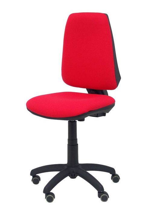 Modelo Elche CP - Silla de oficina ergonómica con mecanismo permanente, regulable en altura y ruedas de parqué - Asiento y respaldo tapizados en tejido BALI color rojo