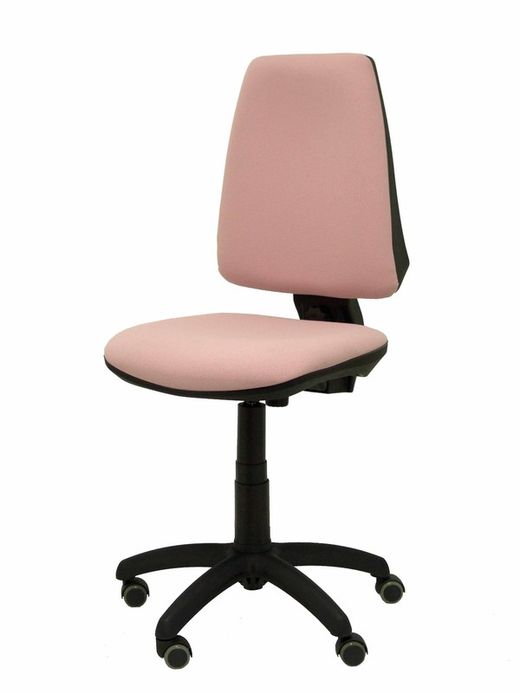 Modelo Elche CP - Silla de oficina ergonómica con mecanismo permanente, regulable en altura y ruedas de parqué - Asiento y respaldo tapizados en tejido BALI color rosa pálido