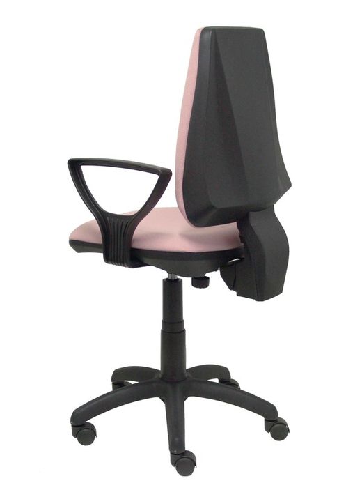 Modelo Elche CP - Silla de oficina ergonómica con mecanismo permanente, regulable en altura y ruedas de parqué - Asiento y respaldo tapizados en tejido BALI color rosa pálido (BRAZOS FIJOS INCLUIDOS)