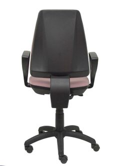 Modelo Elche CP - Silla de oficina ergonómica con mecanismo permanente, regulable en altura y ruedas de parqué - Asiento y respaldo tapizados en tejido BALI color rosa pálido (BRAZOS FIJOS INCLUIDOS)