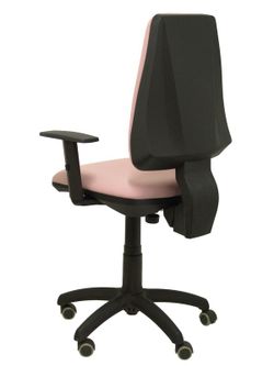 Modelo Elche CP - Silla de oficina ergonómica con mecanismo permanente, regulable en altura y ruedas de parqué - Asiento y respaldo tapizados en tejido BALI color rosa pálido (BRAZOS REGULABLES EN ALTURA)