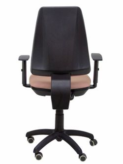 Modelo Elche CP - Silla de oficina ergonómica con mecanismo permanente, regulable en altura y ruedas de parqué - Asiento y respaldo tapizados en tejido BALI color rosa pálido (BRAZOS REGULABLES EN ALTURA)