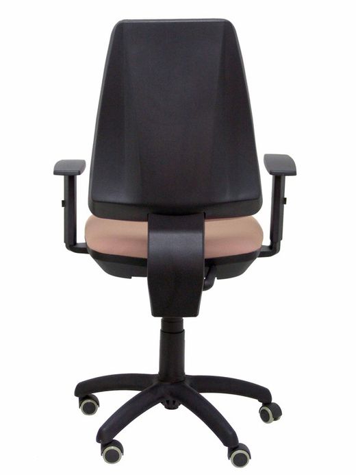 Modelo Elche CP - Silla de oficina ergonómica con mecanismo permanente, regulable en altura y ruedas de parqué - Asiento y respaldo tapizados en tejido BALI color rosa pálido (BRAZOS REGULABLES EN ALTURA)