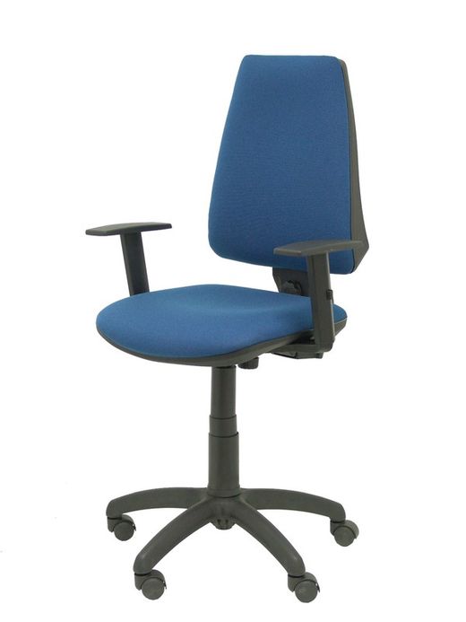 Modelo Elche CP - Silla de oficina ergonómica con mecanismo permanente y regulable en altura - Asiento y respaldo tapizados en tejido BALI color azul marino (BRAZOS REGULABLES EN ALTURA)