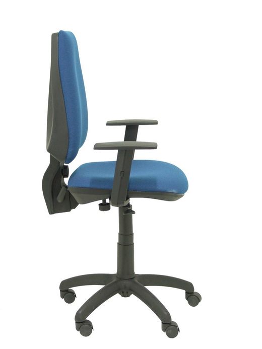 Modelo Elche CP - Silla de oficina ergonómica con mecanismo permanente y regulable en altura - Asiento y respaldo tapizados en tejido BALI color azul marino (BRAZOS REGULABLES EN ALTURA)