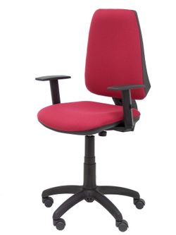 Modelo Elche CP - Silla de oficina ergonómica con mecanismo permanente y regulable en altura - Asiento y respaldo tapizados en tejido BALI color granate (BRAZOS REGULABLES EN ALTURA)