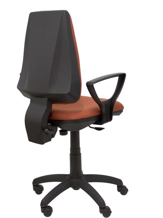 Modelo Elche CP - Silla de oficina ergonómica con mecanismo permanente y regulable en altura - Asiento y respaldo tapizados en tejido BALI color marrón (BRAZOS FIJOS INCLUIDOS)