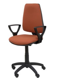 Modelo Elche CP - Silla de oficina ergonómica con mecanismo permanente y regulable en altura - Asiento y respaldo tapizados en tejido BALI color marrón (BRAZOS FIJOS INCLUIDOS)