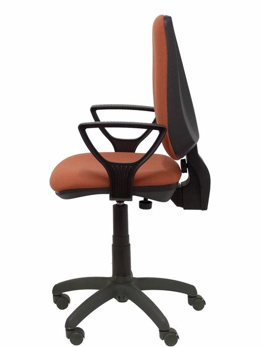 Modelo Elche CP - Silla de oficina ergonómica con mecanismo permanente y regulable en altura - Asiento y respaldo tapizados en tejido BALI color marrón (BRAZOS FIJOS INCLUIDOS)