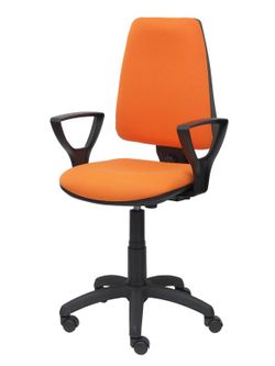 Modelo Elche CP - Silla de oficina ergonómica con mecanismo permanente y regulable en altura - Asiento y respaldo tapizados en tejido BALI color naranja (BRAZOS FIJOS INCLUIDOS)