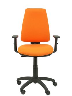 Modelo Elche CP - Silla de oficina ergonómica con mecanismo permanente y regulable en altura - Asiento y respaldo tapizados en tejido BALI color naranja (BRAZOS REGULABLES EN ALTURA)