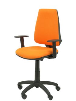 Modelo Elche CP - Silla de oficina ergonómica con mecanismo permanente y regulable en altura - Asiento y respaldo tapizados en tejido BALI color naranja (BRAZOS REGULABLES EN ALTURA)