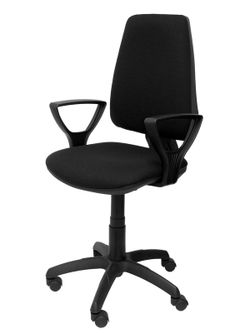 Modelo Elche CP - Silla de oficina ergonómica con mecanismo permanente y regulable en altura - Asiento y respaldo tapizados en tejido BALI color negro (BRAZOS FIJOS INCLUIDOS)