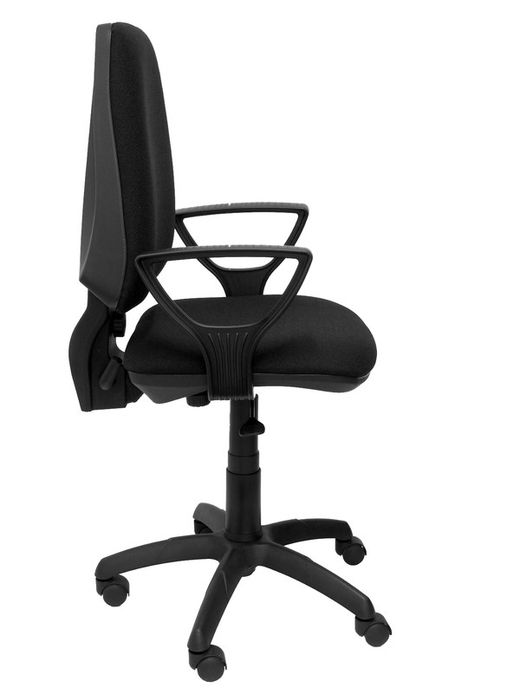 Modelo Elche CP - Silla de oficina ergonómica con mecanismo permanente y regulable en altura - Asiento y respaldo tapizados en tejido BALI color negro (BRAZOS FIJOS INCLUIDOS)
