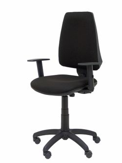 Modelo Elche CP - Silla de oficina ergonómica con mecanismo permanente y regulable en altura - Asiento y respaldo tapizados en tejido BALI color negro (BRAZOS REGULABLES EN ALTURA)