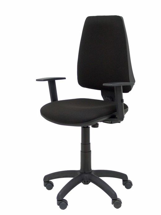 Modelo Elche CP - Silla de oficina ergonómica con mecanismo permanente y regulable en altura - Asiento y respaldo tapizados en tejido BALI color negro (BRAZOS REGULABLES EN ALTURA)
