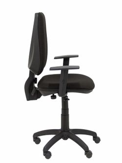 Modelo Elche CP - Silla de oficina ergonómica con mecanismo permanente y regulable en altura - Asiento y respaldo tapizados en tejido BALI color negro (BRAZOS REGULABLES EN ALTURA)