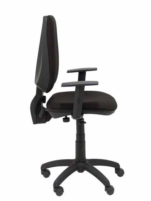 Modelo Elche CP - Silla de oficina ergonómica con mecanismo permanente y regulable en altura - Asiento y respaldo tapizados en tejido BALI color negro (BRAZOS REGULABLES EN ALTURA)