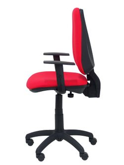 Modelo Elche CP - Silla de oficina ergonómica con mecanismo permanente y regulable en altura - Asiento y respaldo tapizados en tejido BALI color rojo (BRAZOS REGULABLES EN ALTURA)