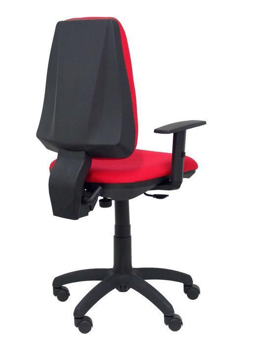 Modelo Elche CP - Silla de oficina ergonómica con mecanismo permanente y regulable en altura - Asiento y respaldo tapizados en tejido BALI color rojo (BRAZOS REGULABLES EN ALTURA)