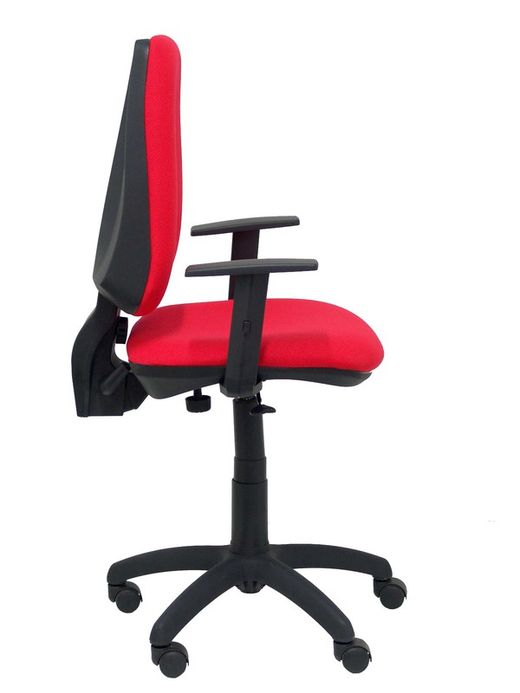 Modelo Elche CP - Silla de oficina ergonómica con mecanismo permanente y regulable en altura - Asiento y respaldo tapizados en tejido BALI color rojo (BRAZOS REGULABLES EN ALTURA)