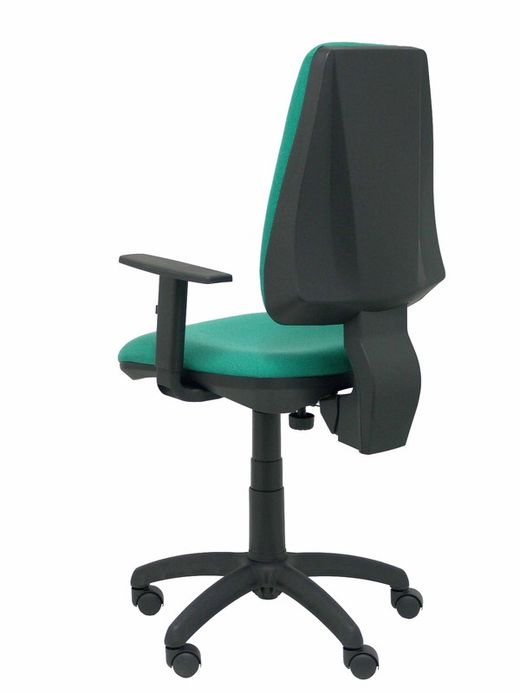 Modelo Elche CP - Silla de oficina ergonómica con mecanismo permanente y regulable en altura - Asiento y respaldo tapizados en tejido BALI color verde esmeralda (BRAZOS REGULABLES EN ALTURA)