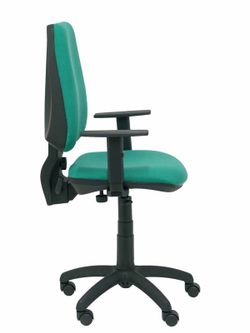 Modelo Elche CP - Silla de oficina ergonómica con mecanismo permanente y regulable en altura - Asiento y respaldo tapizados en tejido BALI color verde esmeralda (BRAZOS REGULABLES EN ALTURA)