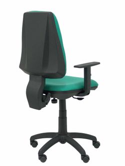 Modelo Elche CP - Silla de oficina ergonómica con mecanismo permanente y regulable en altura - Asiento y respaldo tapizados en tejido BALI color verde esmeralda (BRAZOS REGULABLES EN ALTURA)