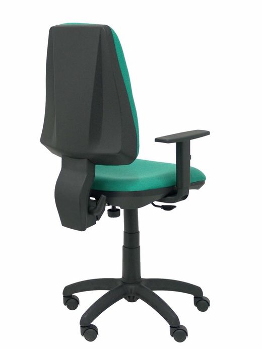 Modelo Elche CP - Silla de oficina ergonómica con mecanismo permanente y regulable en altura - Asiento y respaldo tapizados en tejido BALI color verde esmeralda (BRAZOS REGULABLES EN ALTURA)