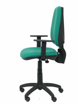 Modelo Elche CP - Silla de oficina ergonómica con mecanismo permanente y regulable en altura - Asiento y respaldo tapizados en tejido BALI color verde esmeralda (BRAZOS REGULABLES EN ALTURA)